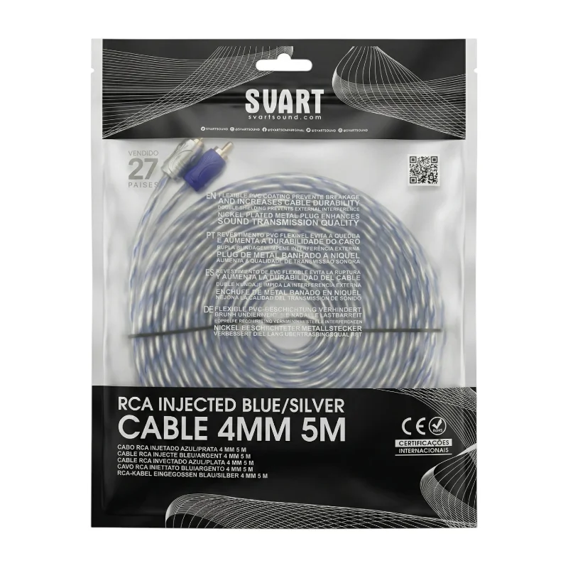 Cable RCA 5 Metros Siliconado Svart